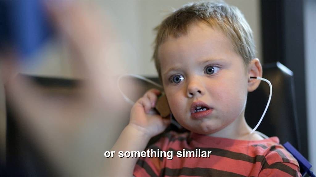 Innovative Training Videos for Eduplex Training Institute Hearing test being performed on a toddler