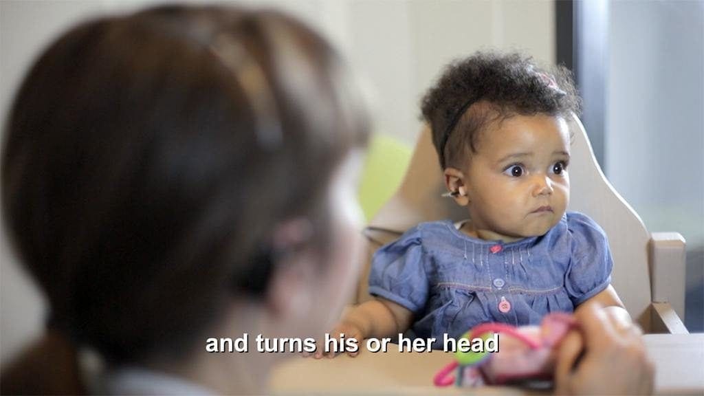 Innovative Training Videos for Eduplex Training Institute Scene from the training videos for the Eduplex Training Institute filmed by Zikedish, showing a little deaf girl responding to sound stimulus